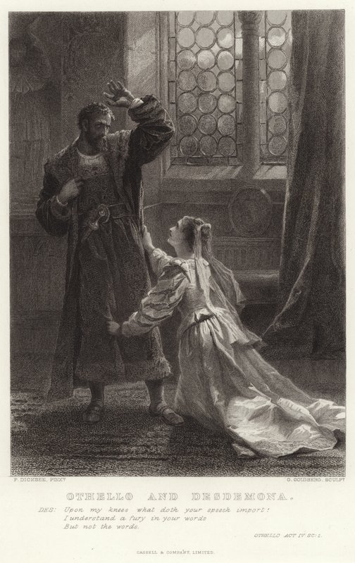 Othello en Desdemona, Othello, Act IV, Sc 2 door Frank Dicksee