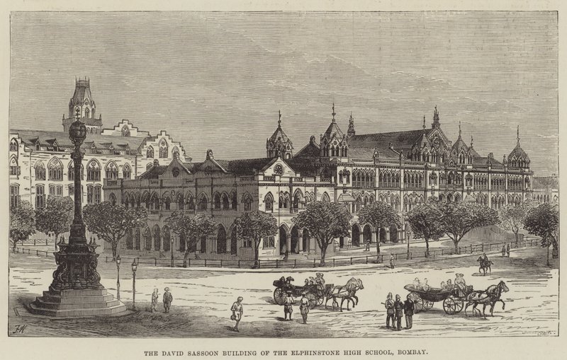 Het David Sassoon Gebouw van de Elphinstone High School, Bombay door Frank Watkins