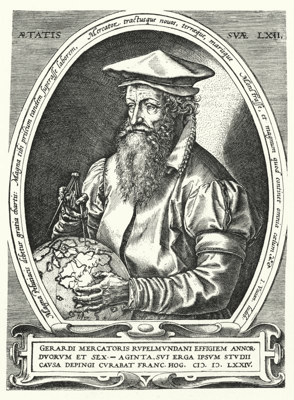 Gerardus Mercator, Vlaamse cartograaf, geograaf en kosmograaf door Franz (after) Hogenberg