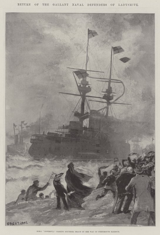 Terugkeer van de dappere marineverdedigers van Ladysmith door Fred T. Jane