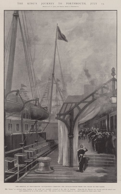 De reis van de koning naar Portsmouth, 15 juli door Fred T. Jane