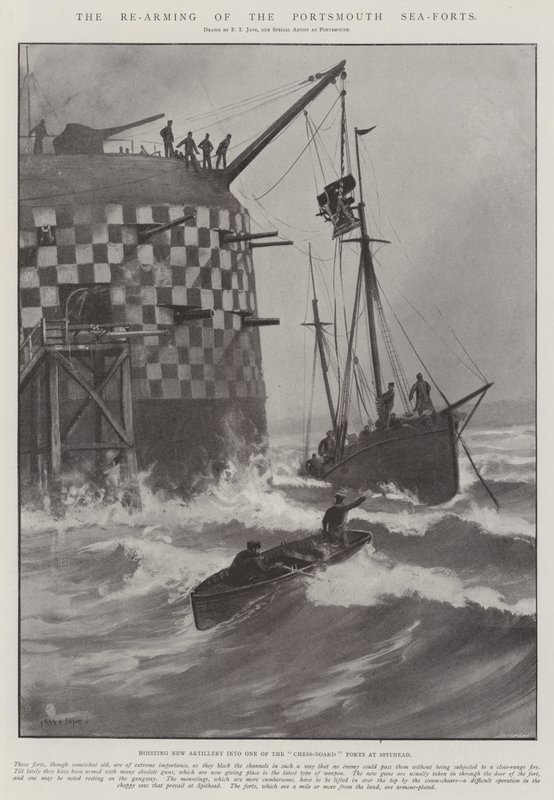 De herbewapening van de Portsmouth-zeeforten door Fred T. Jane