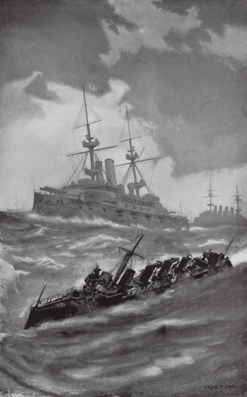 HMS Mars, Terrible en Dragon cruisen in het Engelse Kanaal door Fred T. Jane