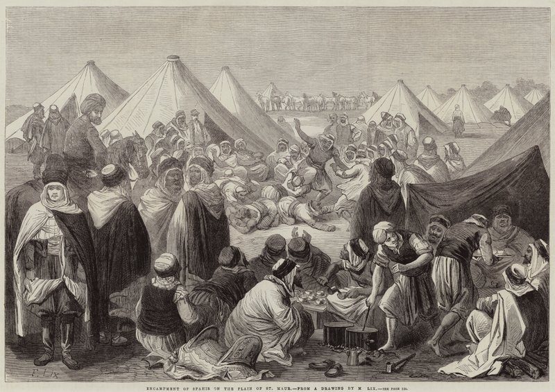 Kampement van Spahis op de vlakte van St Maur door Frederic Theodore Lix