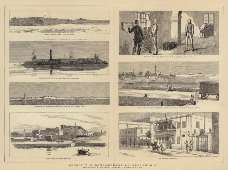 Voor het bombardement van Alexandrië door Frederic Villiers