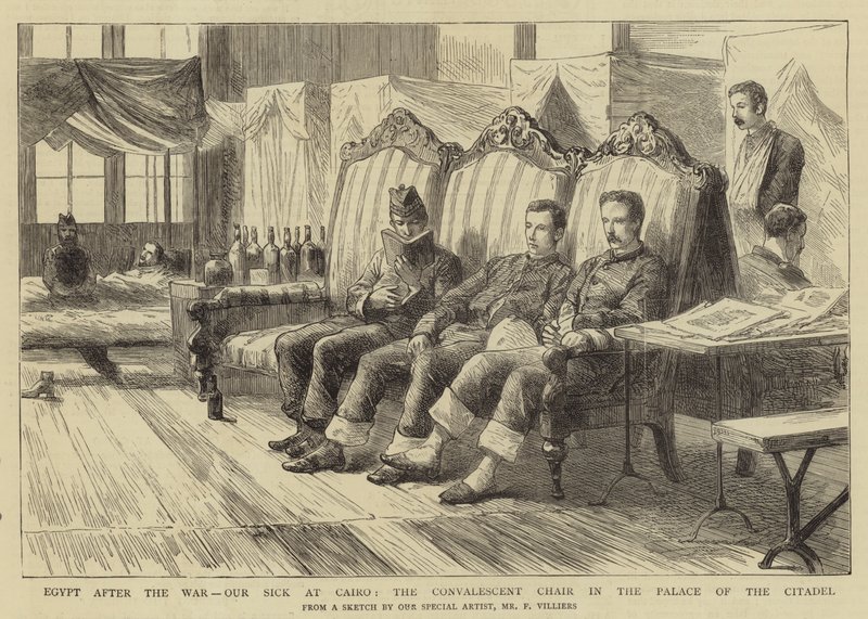 Egypte na de oorlog, onze zieken in Caïro, de herstellende stoel in het paleis van de citadel door Frederic Villiers