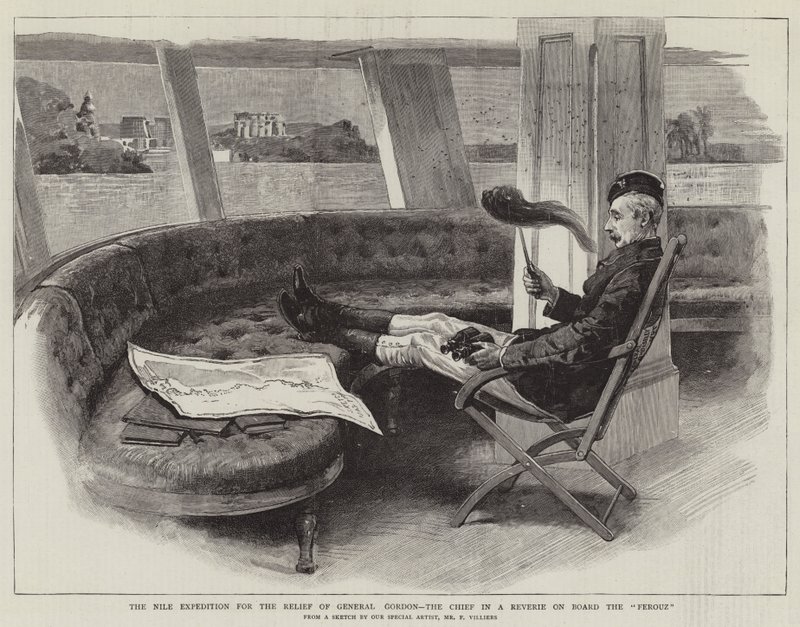 De Nijl Expeditie voor de Hulp aan Generaal Gordon, de Leider in een Dromerij aan Boord van de Ferouz door Frederic Villiers