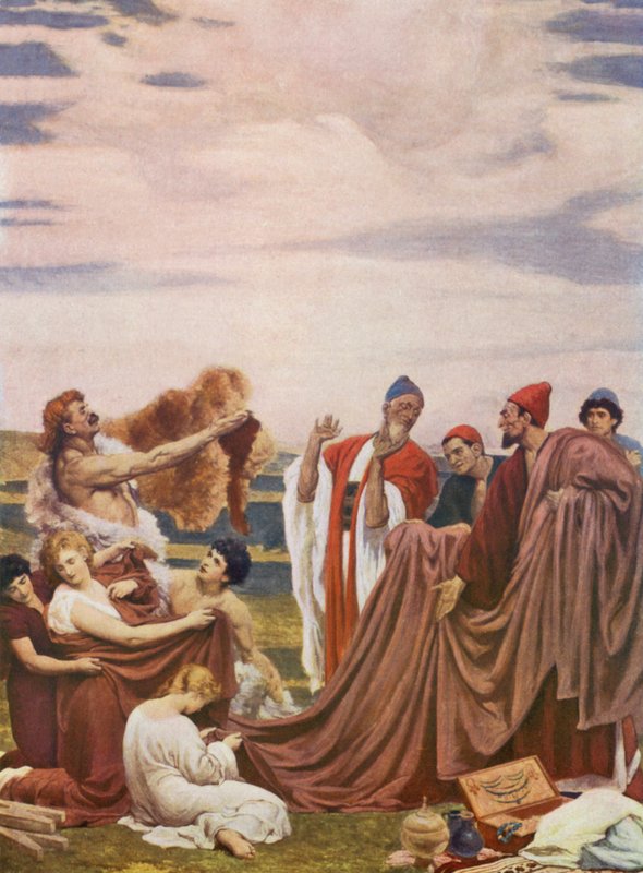 Foenicische handelaren aan de kust van Groot-Brittannië door Frederic (after) Leighton