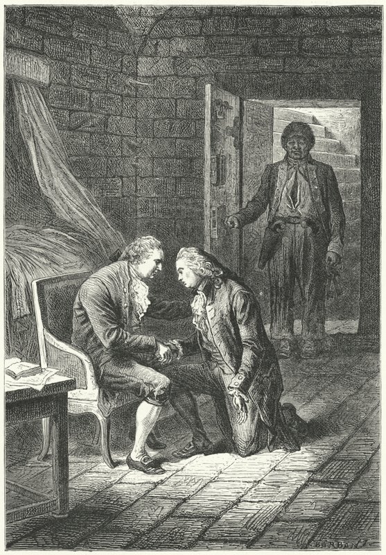 Lodewijk XVI van Frankrijk ontvangt het nieuws van zijn veroordeling voor verraad van zijn advocaat, Malesherbes door Frederic Theodore (after) Lix