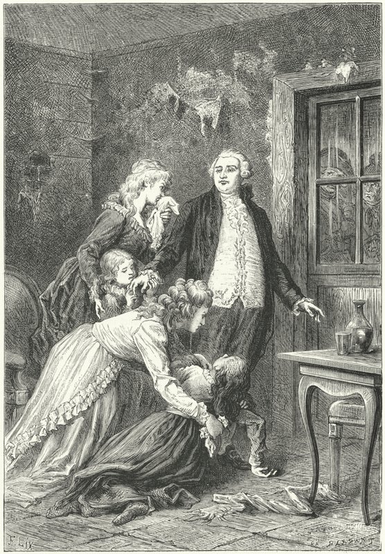 Lodewijk XVI neemt afscheid van zijn familie voor zijn executie door Frederic Theodore (after) Lix