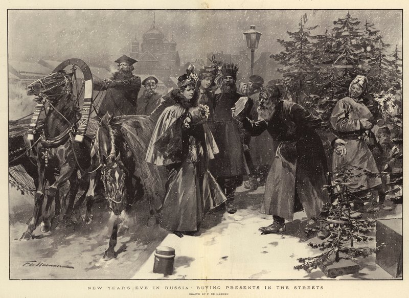 Oudejaarsavond in Rusland, cadeaus kopen op straat door Frederic de Haenen