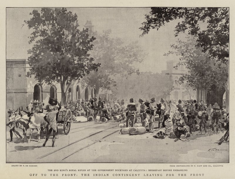 Op naar het Front, het Indiase Contingent vertrekt naar het Front door Frederic de Haenen