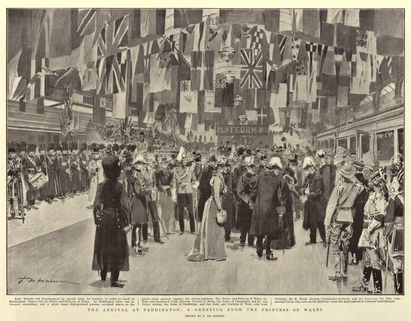 De aankomst op Paddington, een begroeting van de prinses van Wales door Frederic de Haenen