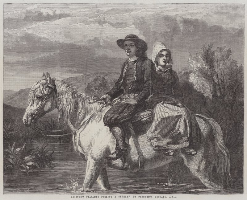 Bretonse boeren die een stroom doorwaden door Frederick Goodall