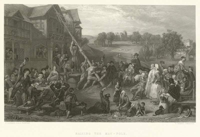 Het oprichten van de meiboom door Frederick Goodall