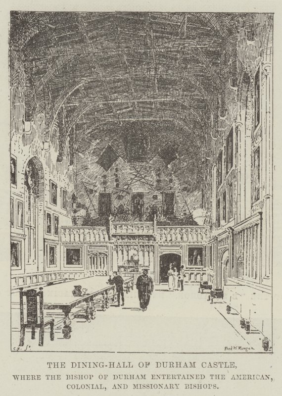De Eetzaal van Durham Castle, waar de Bisschop van Durham de Amerikaanse, Koloniale en Missionaire Bisschoppen ontving door Frederick Morgan