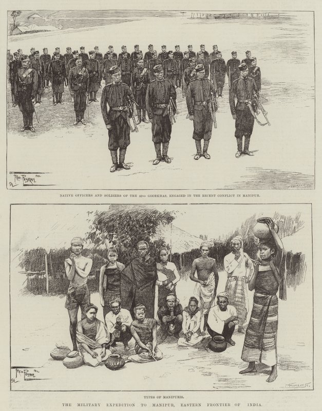 De militaire expeditie naar Manipur, oostelijke grens van India door Frederick Pegram