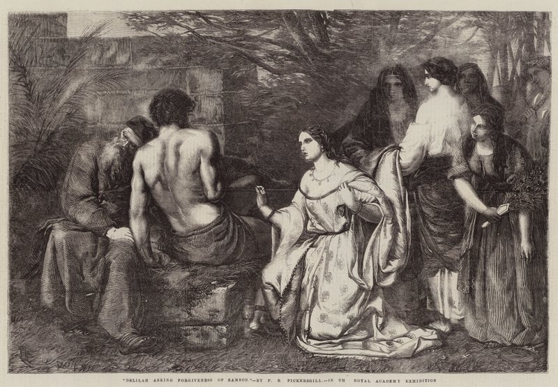 Delilah vraagt Vergiffenis aan Samson door Frederick Richard Pickersgill