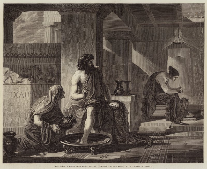De gouden medaille van de Koninklijke Academie, Odysseus en de verpleegster door Frederick Trevelyan Goodall