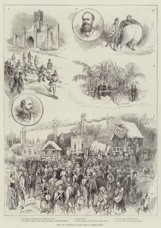 Het ijscarnaval in de Royal Albert Hall door Frederick George Kitton