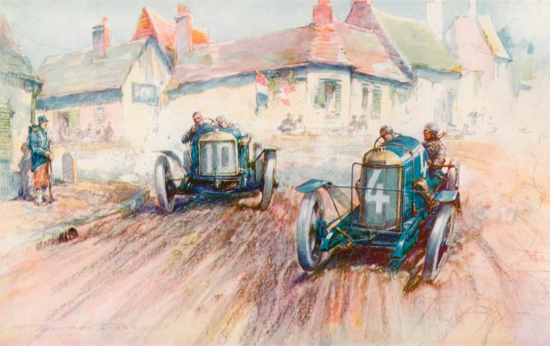 Bablot rijdt de 3-liter Delage No 10 achter Boillot