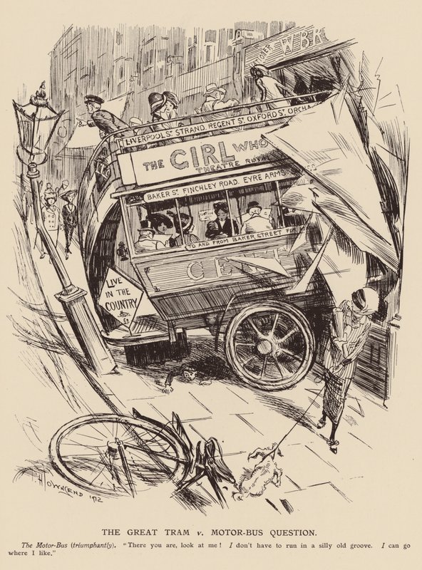 De grote tram versus motorbus kwestie door Frederick Henry Townsend
