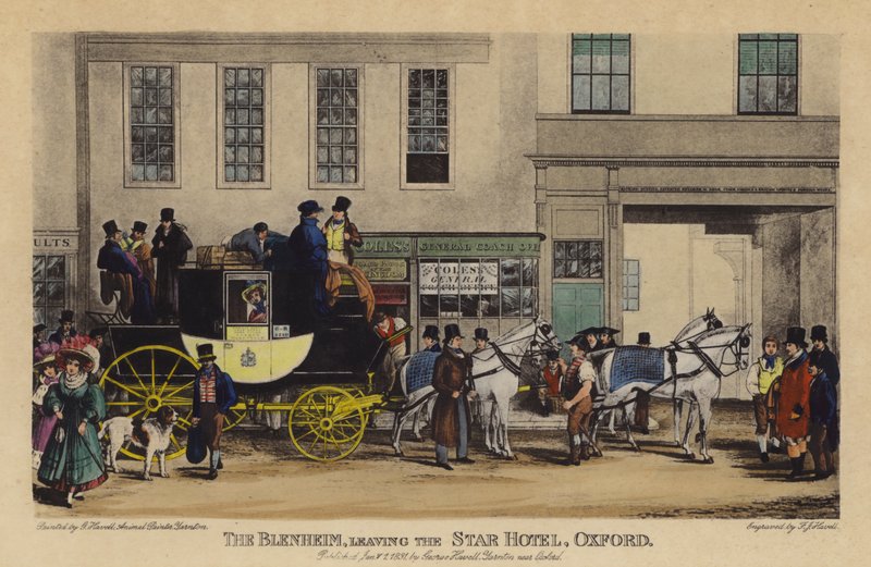 De Blenheim, Vertrekkend van het Star Hotel, Oxford door Frederick James Havell