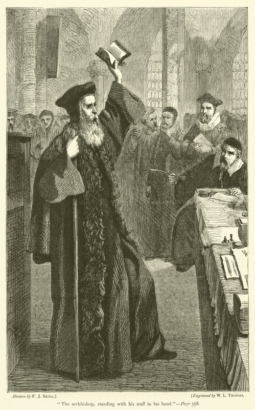 De aartsbisschop, staande met zijn staf in zijn hand door Frederick John Skill