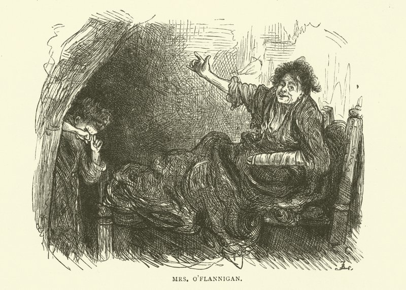 Mevrouw OFlannigan, aan de drank geraakt nadat haar zoon naar de gevangenis ging door Frederick L. Bernard