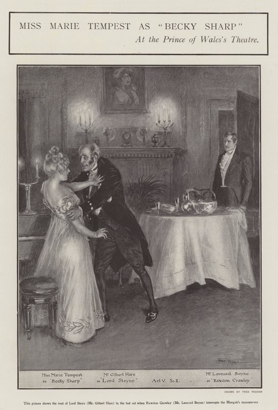 Miss Marie Tempest als Becky Sharp in het Prince of Wales