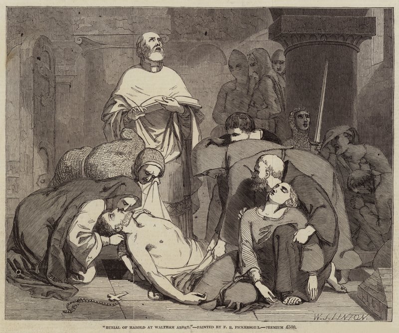 Begrafenis van Harold in Waltham Abbey door Frederick Richard Pickersgill