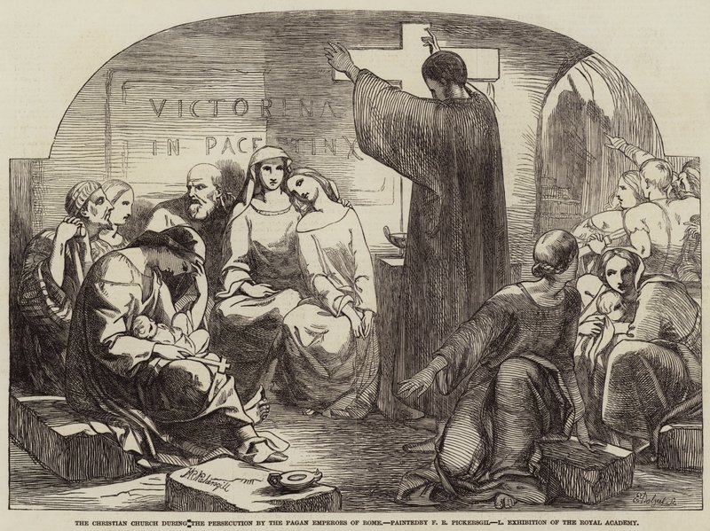 De Christelijke Kerk tijdens de Vervolging door de Heidense Keizers van Rome door Frederick Richard Pickersgill