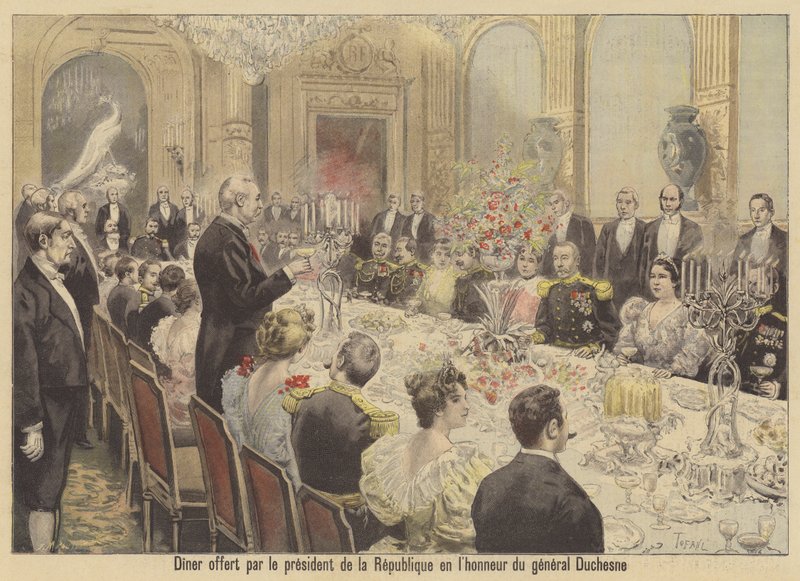 Diner georganiseerd door president Faure van Frankrijk ter ere van generaal Duschesne door French School