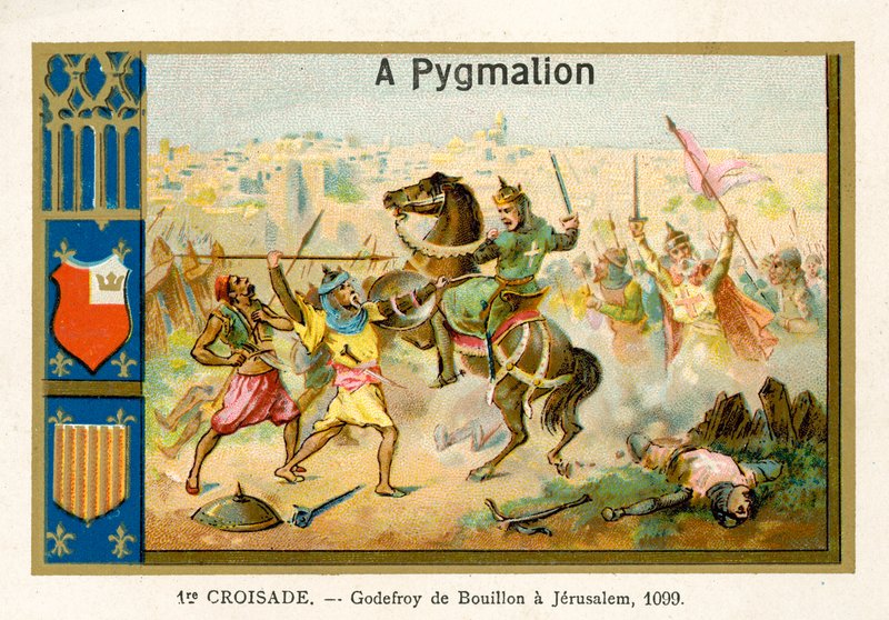Godfried van Bouillon in Jeruzalem, 1e Kruistocht, 1099 door French School