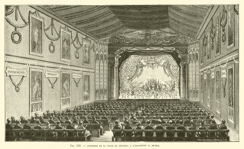Interieur van de theaterzaal op de tentoonstelling van München door French School