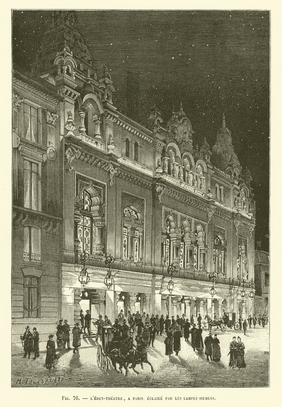 Het Eden-Theater in Parijs verlicht door Siemens-lampen door French School