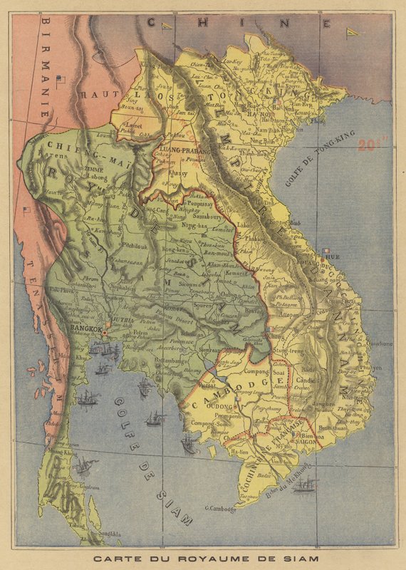 Kaart van het Koninkrijk Siam door French School