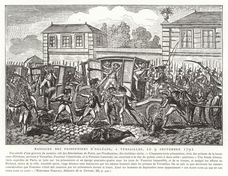Bloedbad van de gevangenen van Orleans, Versailles, Franse Revolutie, 9 september 1792 door French School