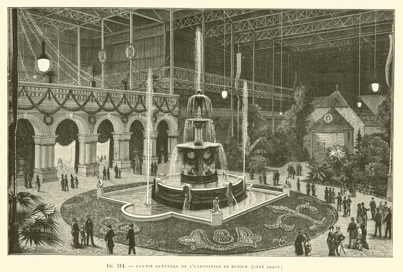 Centrale deel van de tentoonstelling van München, rechterkant door French School