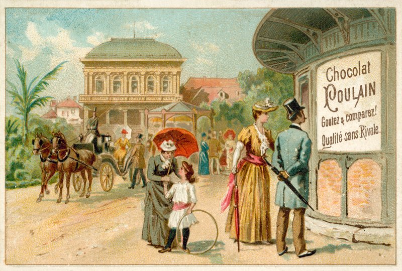 Straatscène door French School