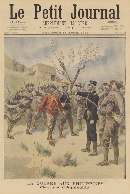 De Filipijns-Amerikaanse Oorlog: gevangenneming van Emilio Aguinaldo door de Amerikanen door French School