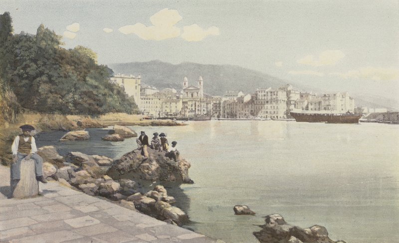 Bastia, Uitzicht op de oude Haven en de stad door French Photographer