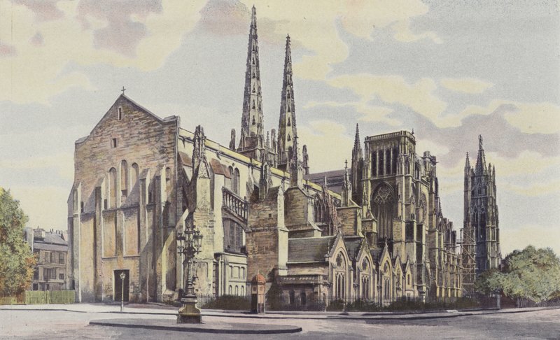 Bordeaux, Kathedraal St-André, zuidoostelijk geheel en Pey-Berland toren door French Photographer