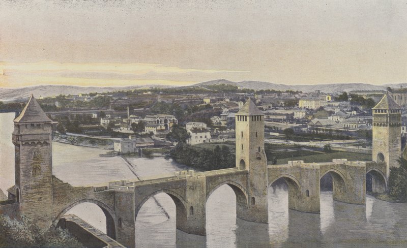 Cahors, Pont Valentré en uitzicht op de linkeroever van de Lot door French Photographer
