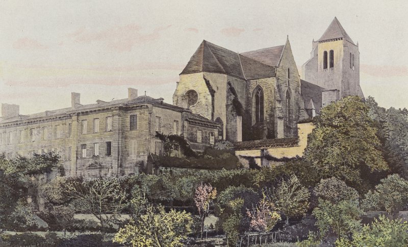 Celles-sur-Belle, Kerk en oud Klooster, Geheel N door French Photographer