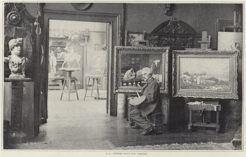 Jean-Leon Gerome in zijn atelier door French Photographer
