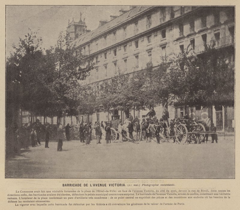 De Commune van Parijs, Barricade van de Avenue Victoria, 21 mei door French Photographer