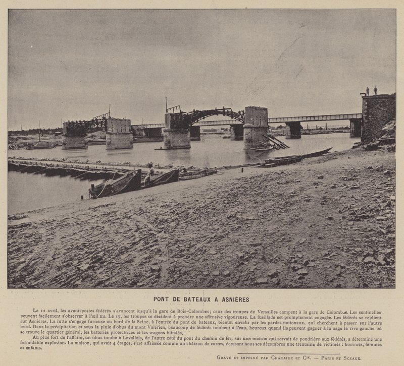 De Commune van Parijs, Pont De Bateaux in Asnieres door French Photographer