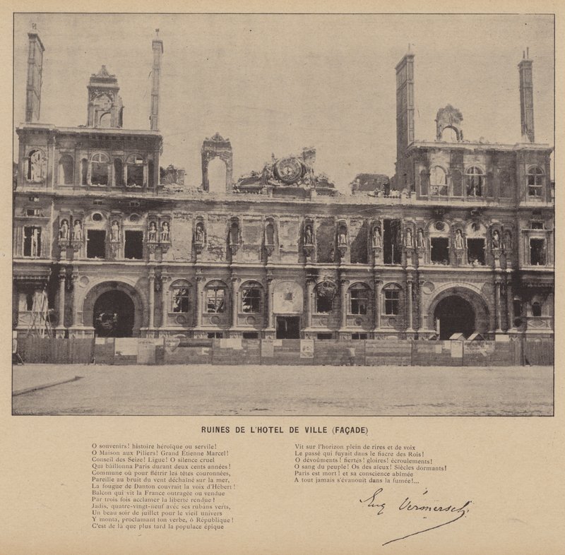 La Commune de Paris, Ruïnes van het stadhuis, gevel door French Photographer