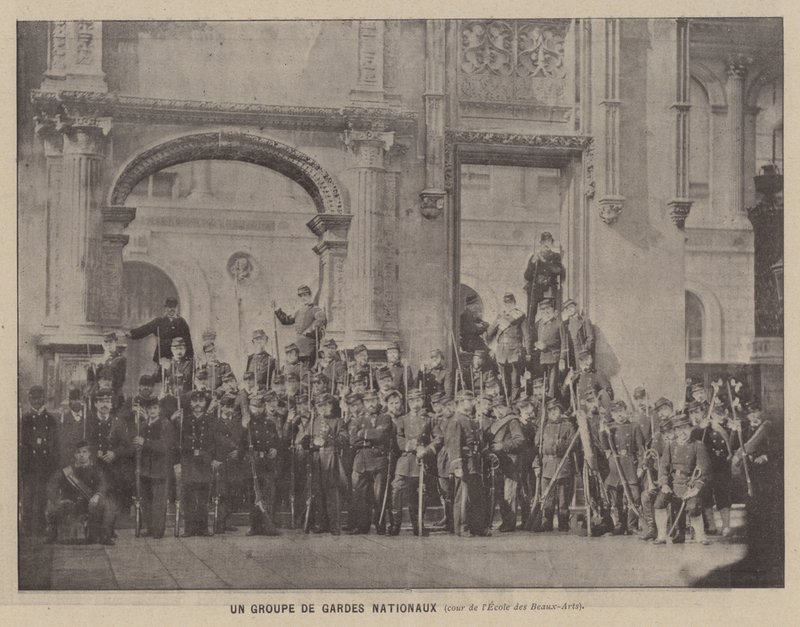 De Commune van Parijs, Een Groep Nationale Garde, binnenplaats van de Ecole des Beaux-Arts door French Photographer